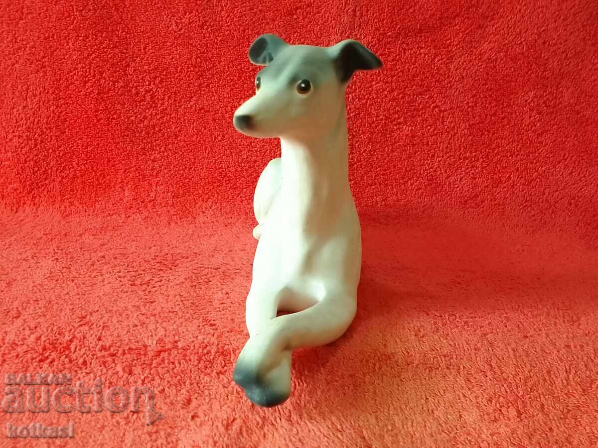 Auction  Old porcelain figure Dog marked