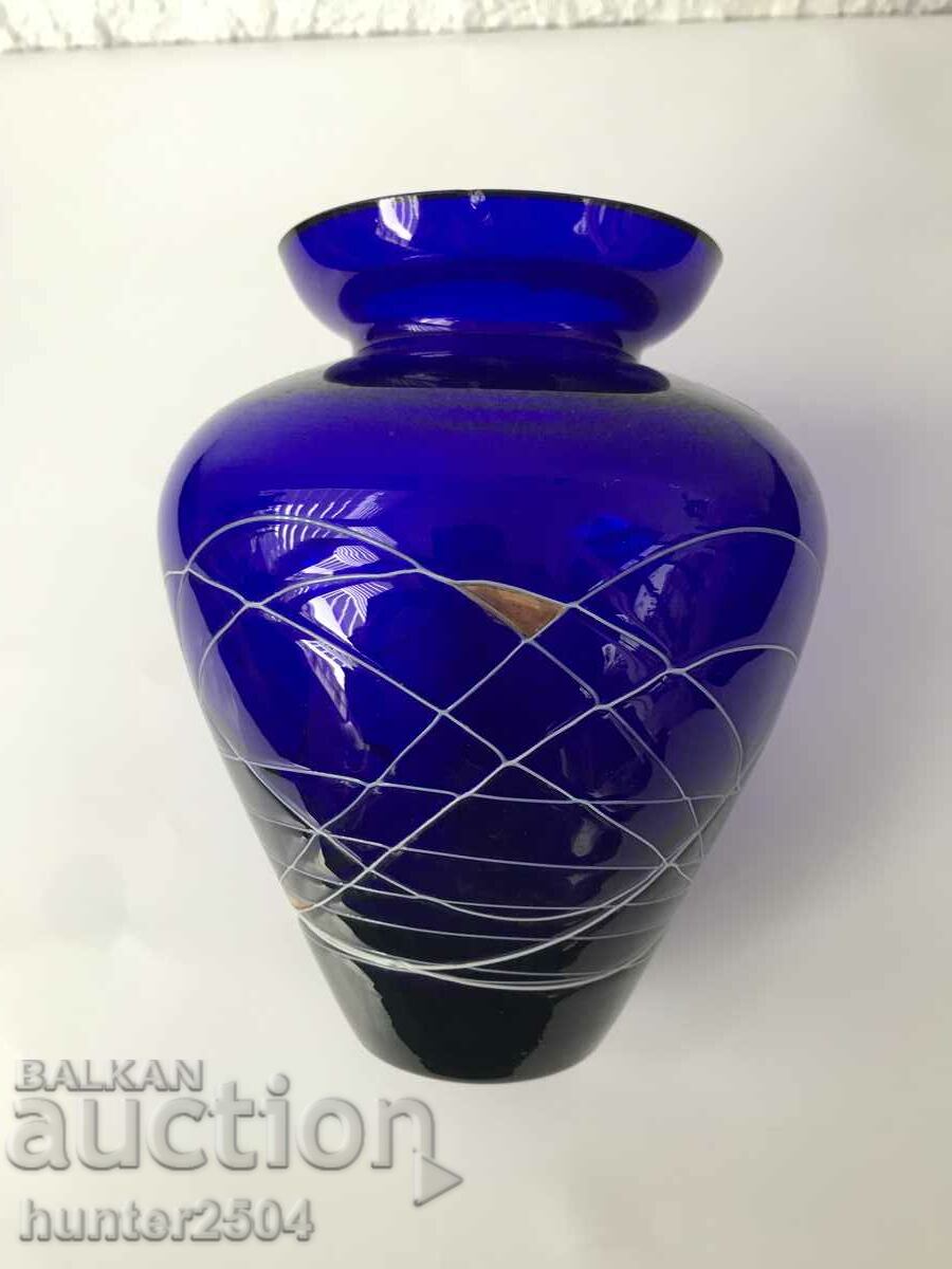 Vase, thin cobalt blue glass, height 18 cm. with price 34.95 BGN | € 17.87