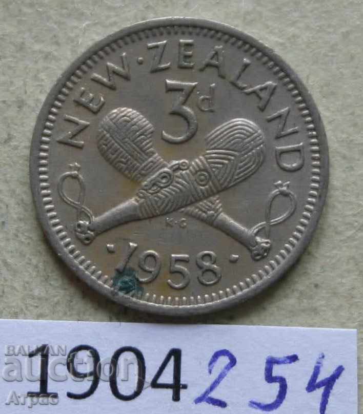 3 pence 1958 New Zealand -