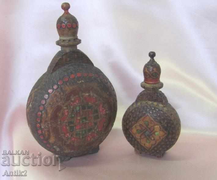 Old Folk Art Wooden Bottles Mini Booklets