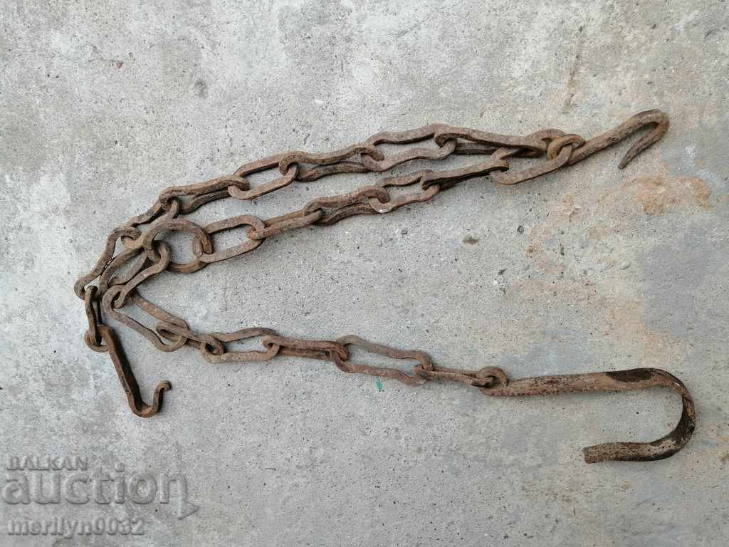 Old forged chain with hook, hearth for hearth chain hook with price 49.00 BGN | € 25.05