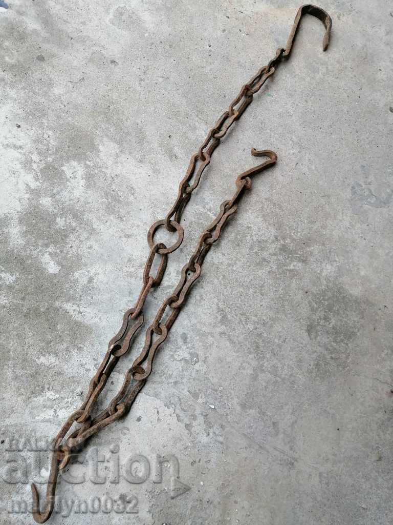 Delivery of Old forged chain with hook, hearth for hearth chain hook
