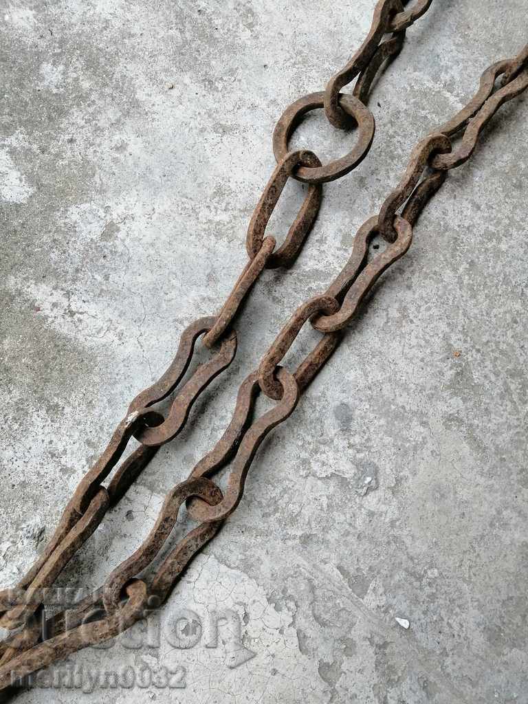 Old forged chain with hook, hearth for hearth chain hook - 6