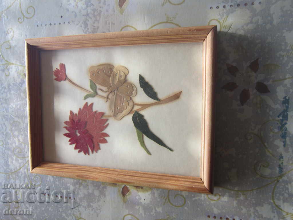 Old German painting of Flowers and Butterfly - 6