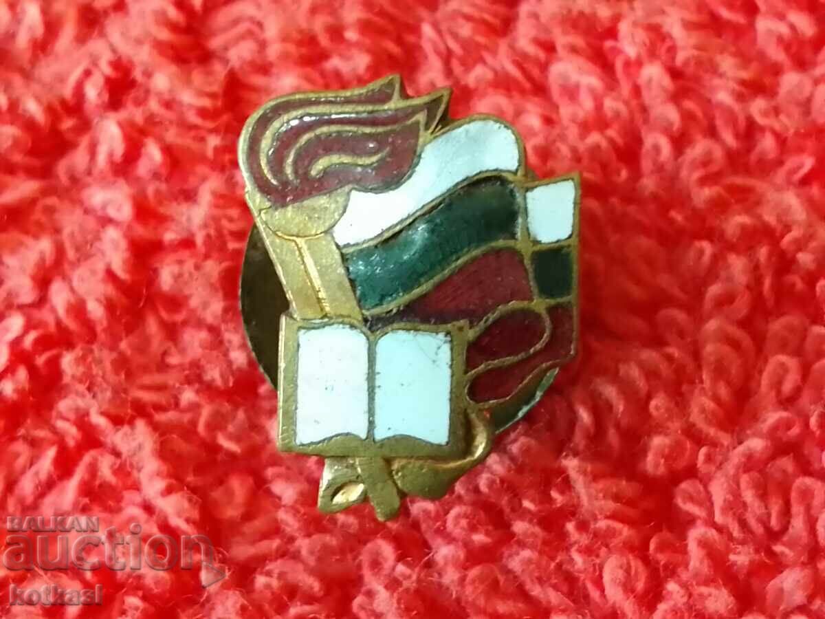 Old social badge of distinction at school, enamel, book, excellent - 5 Old social badge of distinction at school, enamel, book, excellent - 5