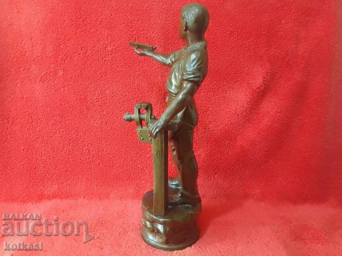 Old metal figure of a Male Master 36 cm aluminum alloy tsam - 5 Old metal figure of a Male Master 36 cm aluminum alloy tsam - 5