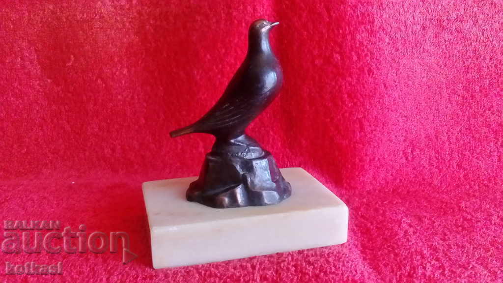 Piedestal de pasăre din metal vechi bronz alamă aliaj tsam