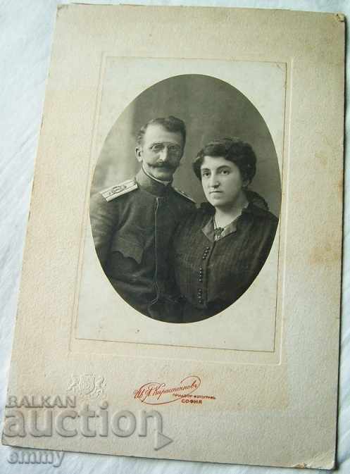Стара снимка дебел картон офицер Ив.Карастоянов 1916 год.