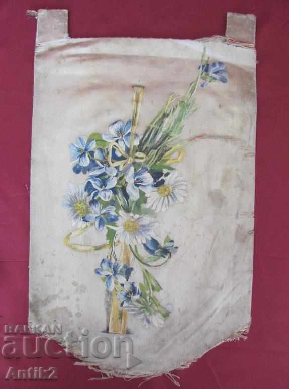 19th Century Hand-Painted Silk Painting 19th Century Hand-Painted Silk Painting