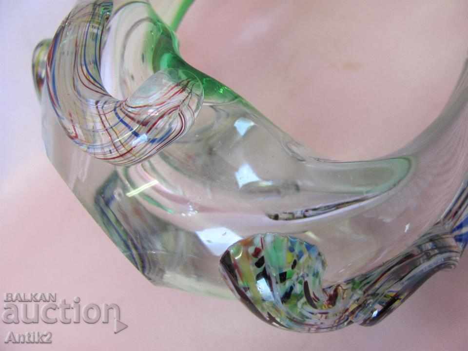 Delivery of Old Morano Crystal Glass Basket, Bonbonniere Delivery of Old Morano Crystal Glass Basket, Bonbonniere