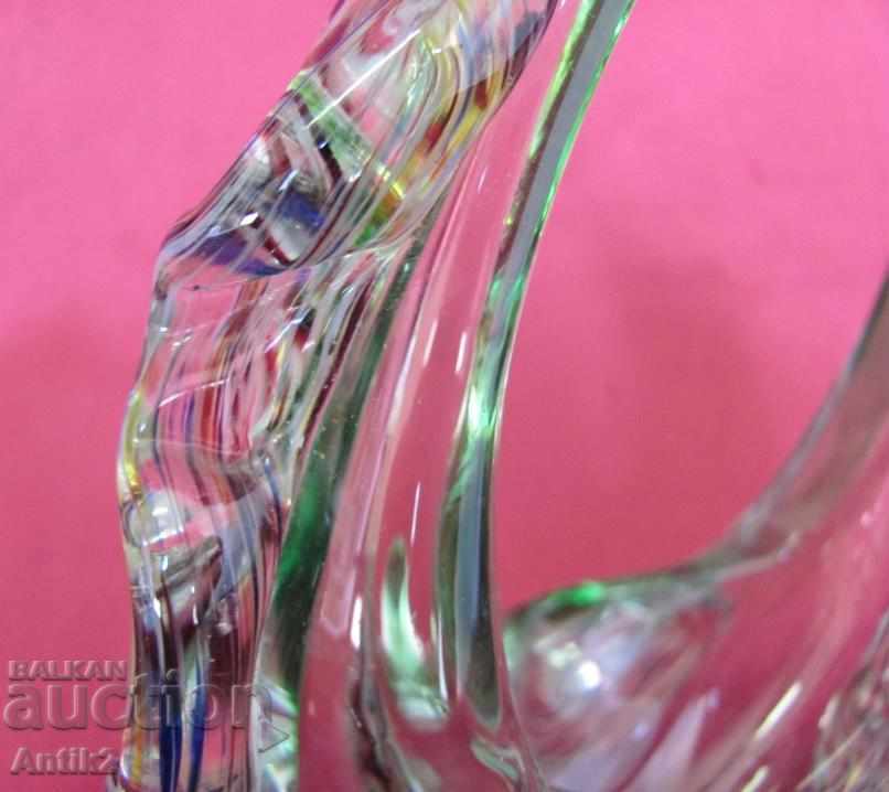 Old Morano Crystal Glass Basket, Bonbonniere - 5 Old Morano Crystal Glass Basket, Bonbonniere - 5