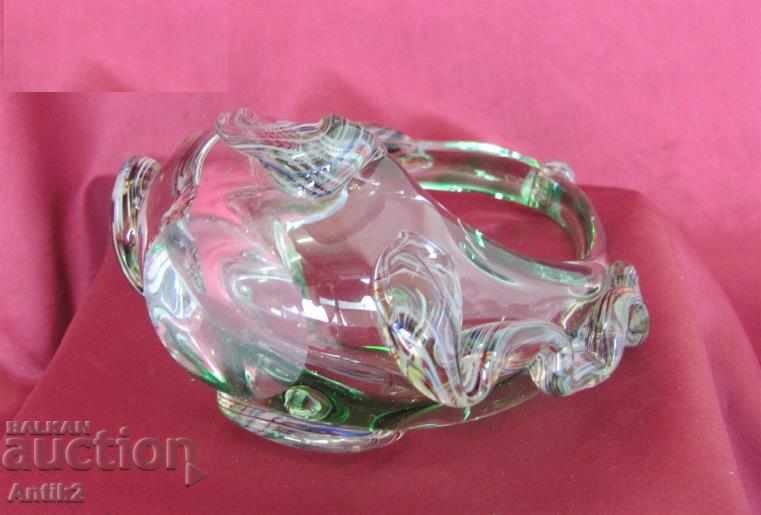 Old Morano Crystal Glass Basket, Bonbonniere - 6 Old Morano Crystal Glass Basket, Bonbonniere - 6