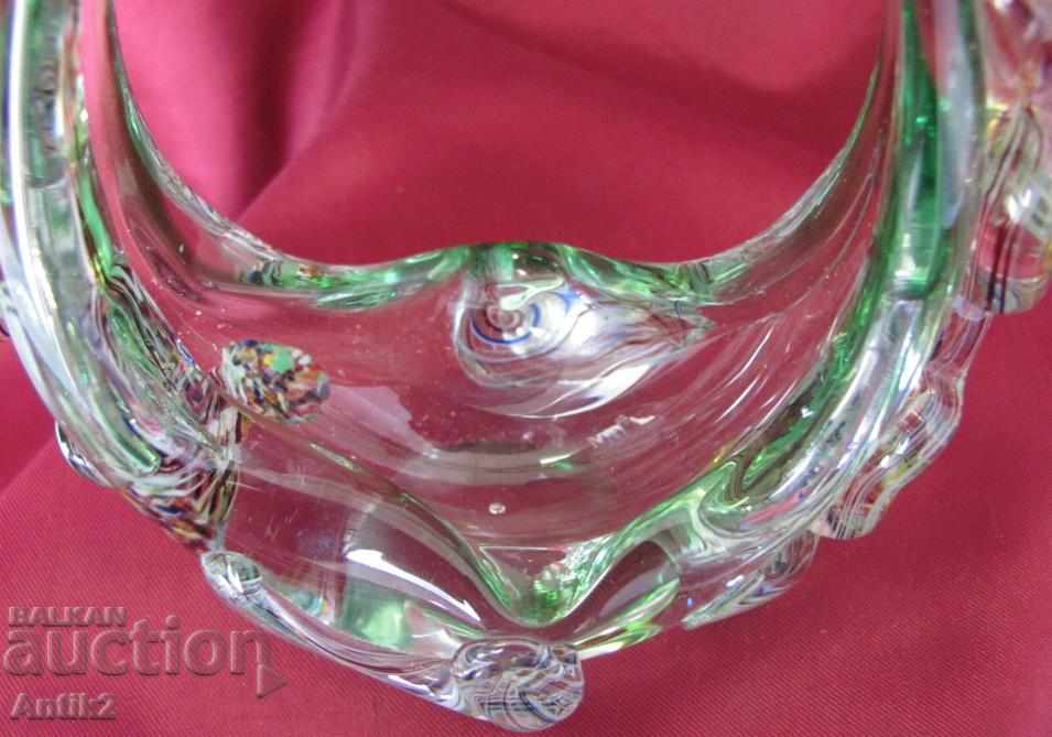 Old Morano Crystal Glass Basket, Bonbonniere - 7 Old Morano Crystal Glass Basket, Bonbonniere - 7
