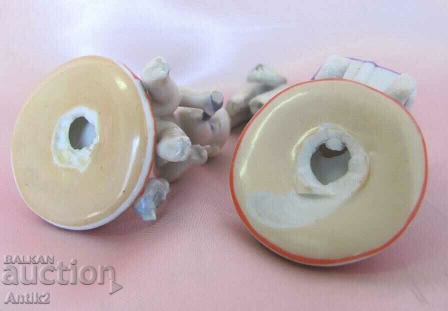 Old Porcelain Mini Figurines 3 Pieces - 6 Old Porcelain Mini Figurines 3 Pieces - 6
