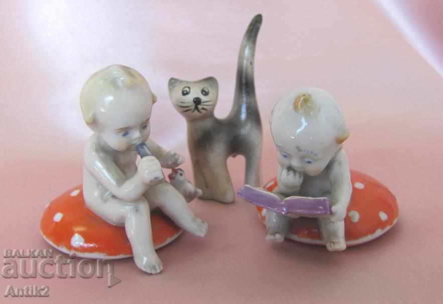 Old Porcelain Mini Figurines 3 Pieces