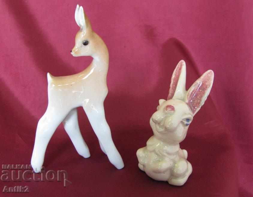 Old Porcelain Figurines- Rabbit and Sarnichka