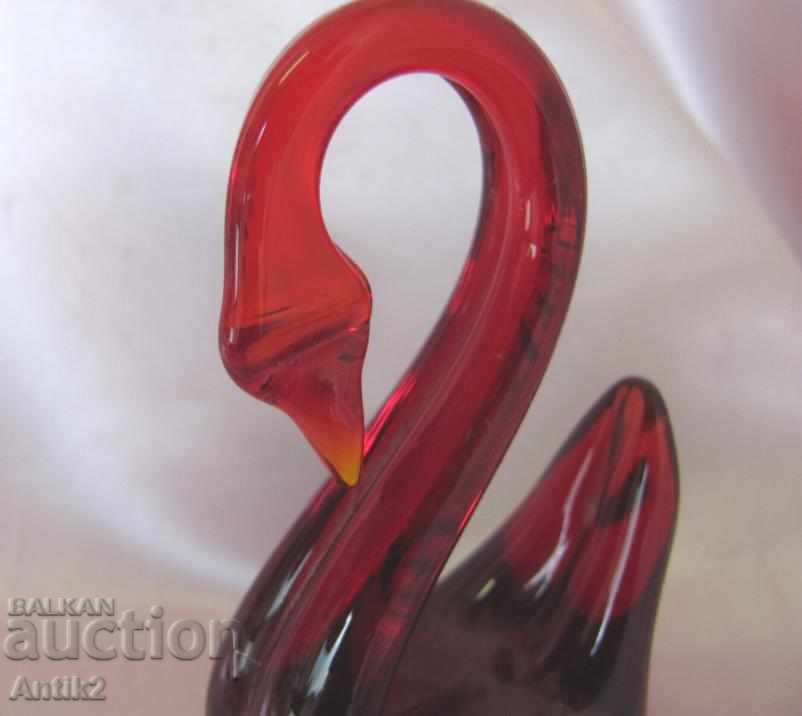Auction Old Morano Crystal Glass Figure-Swan Auction Old Morano Crystal Glass Figure-Swan