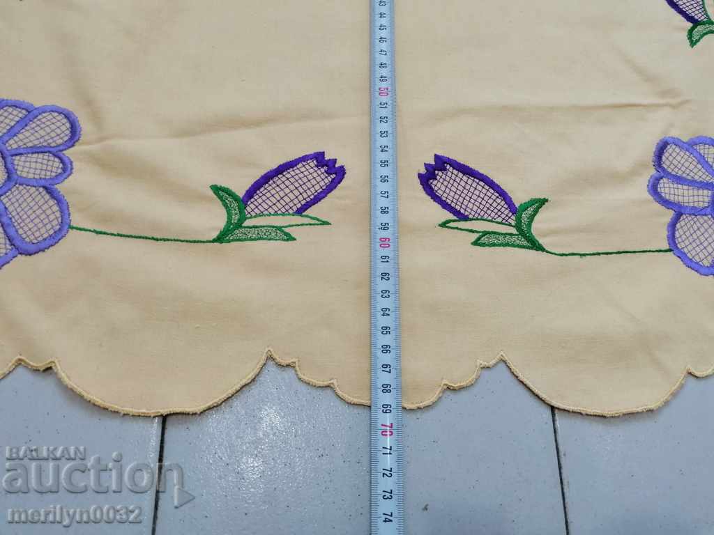 Old embroidered cardboard, tablecloth, millet, Bulgarian embroidery - 5