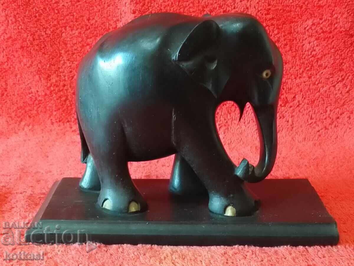 Licitație Figura Veche Sculptură Elefant Piedestal Abanos Mahon Licitație Figura Veche Sculptură Elefant Piedestal Abanos Mahon