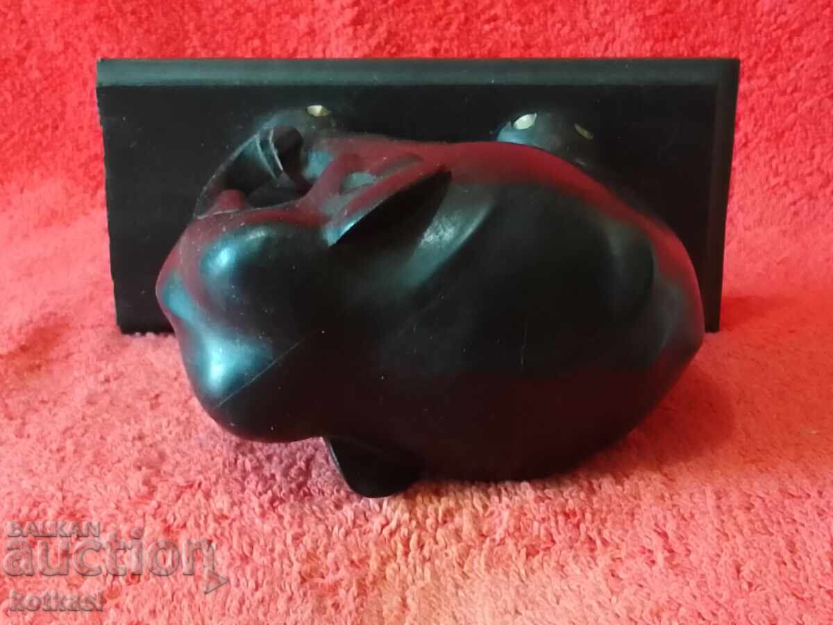 Old Figure Carving Elephant Pedestal Ebony Mahogany - 5 Old Figure Carving Elephant Pedestal Ebony Mahogany - 5