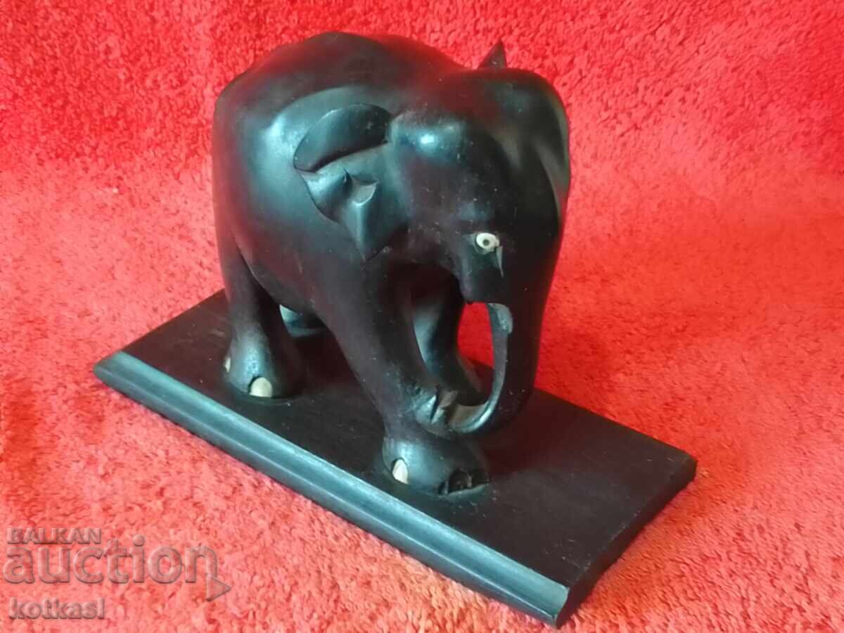 Old Figure Carving Elephant Pedestal Ebony Mahogany - 7 Old Figure Carving Elephant Pedestal Ebony Mahogany - 7