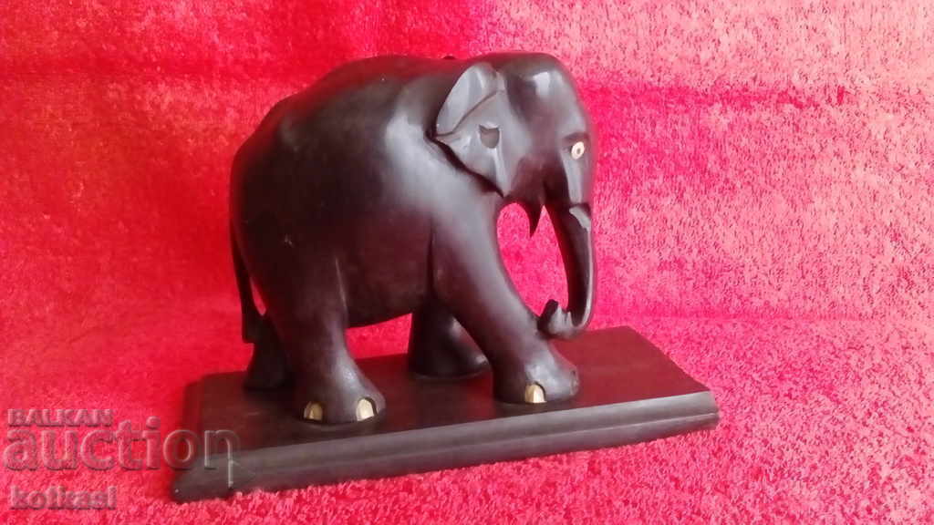 Old Figure Carving Elephant Pedestal Ebony Mahogany