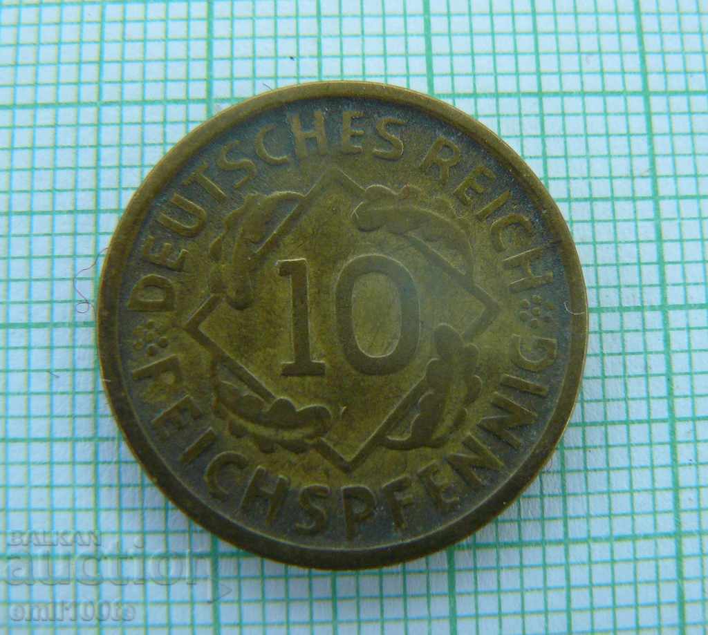 10 пфенига 1925 D Германия