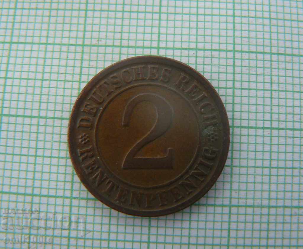2 pfenig 1924 G Germany Defective Cracked Matrix with price 10.00 BGN | € 5.11