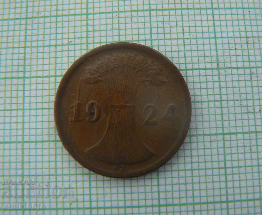 2 pfenig 1924 G Germany Defective Cracked Matrix - 5