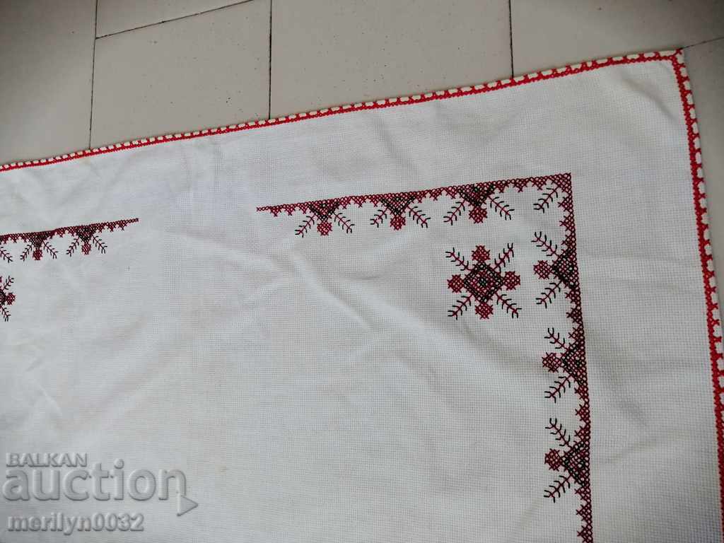Old embroidered cardboard, tablecloth, millet, Bulgarian embroidery - 7