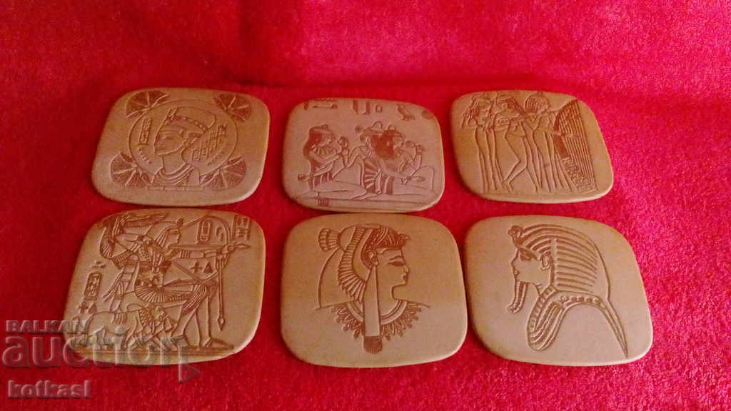 Delivery of Old souvenir 6 pieces of leather paintings of Egypt Nefertiti Delivery of Old souvenir 6 pieces of leather paintings of Egypt Nefertiti