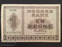 Norvegia 1 krone 1948 Pick 15b Ref 0764