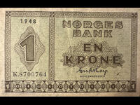 Norway 1 krone 1948 Pick 15b Ref 0764