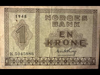 Norway 1 krone 1948 Pick 15b Ref 5986