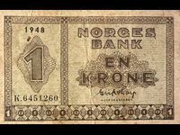 Norvegia 1 coroană 1948 Pick 15b Ref 120