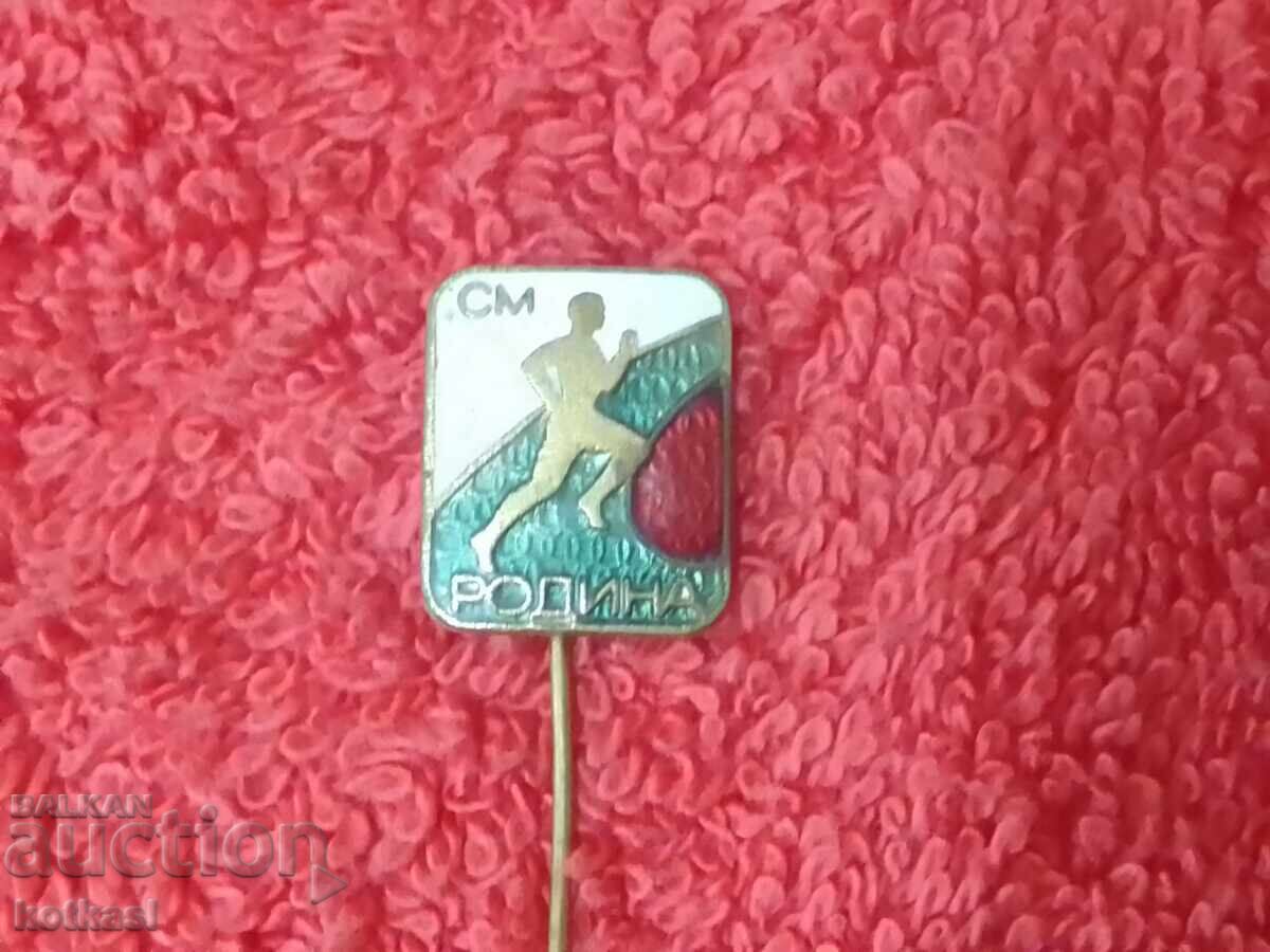 Old social badge bronze enamel pin SM RODINA excellent - 6 Old social badge bronze enamel pin SM RODINA excellent - 6