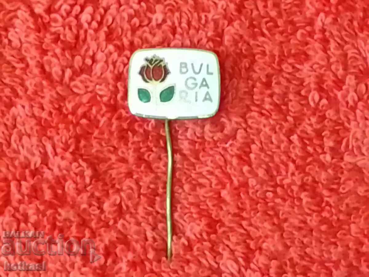 Auction Old social badge bronze pin white enamel Bulgarian rose excellent Auction Old social badge bronze pin white enamel Bulgarian rose excellent