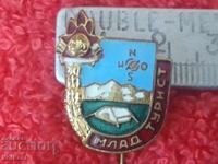 Veche insignă socială smalț bronz bronz YOUNG TOURIST excelent