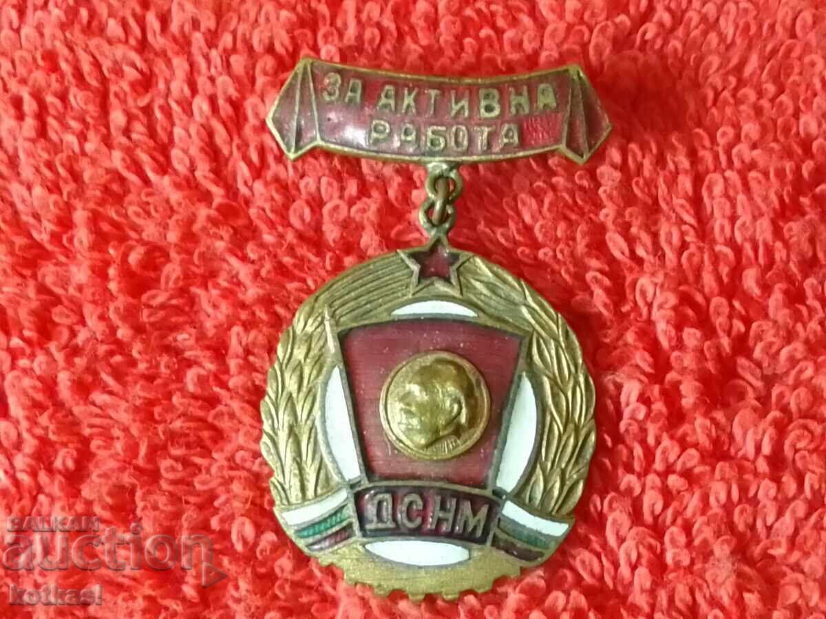 Auction  Old Badge bronze enamel MEDAL FOR ACTIVE WORK DSNM
