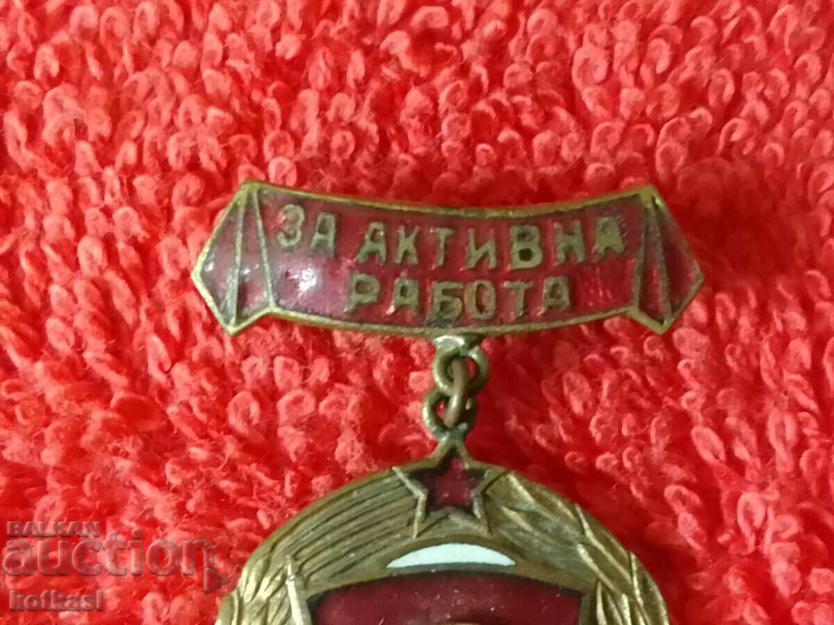 Old Badge bronze enamel MEDAL FOR ACTIVE WORK DSNM - 5