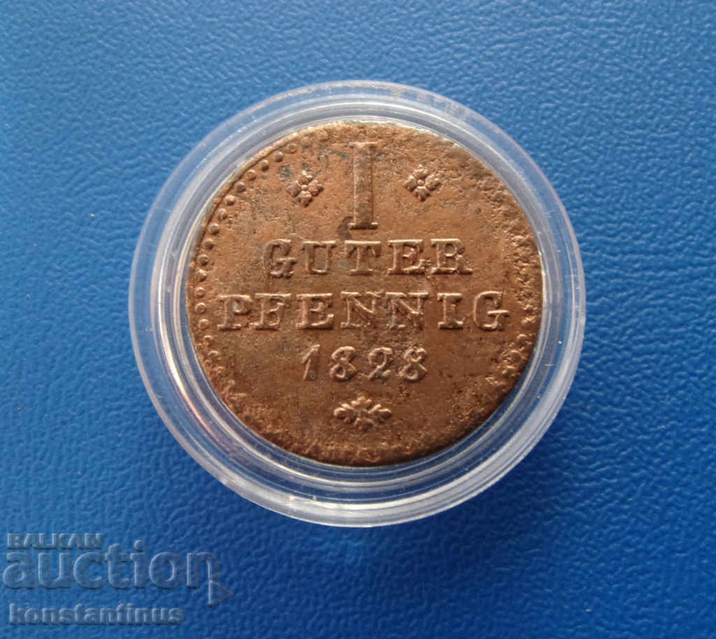 Κάστρο της Έσσης 1 Guter Pfennig 1828 Πολύ σπάνια