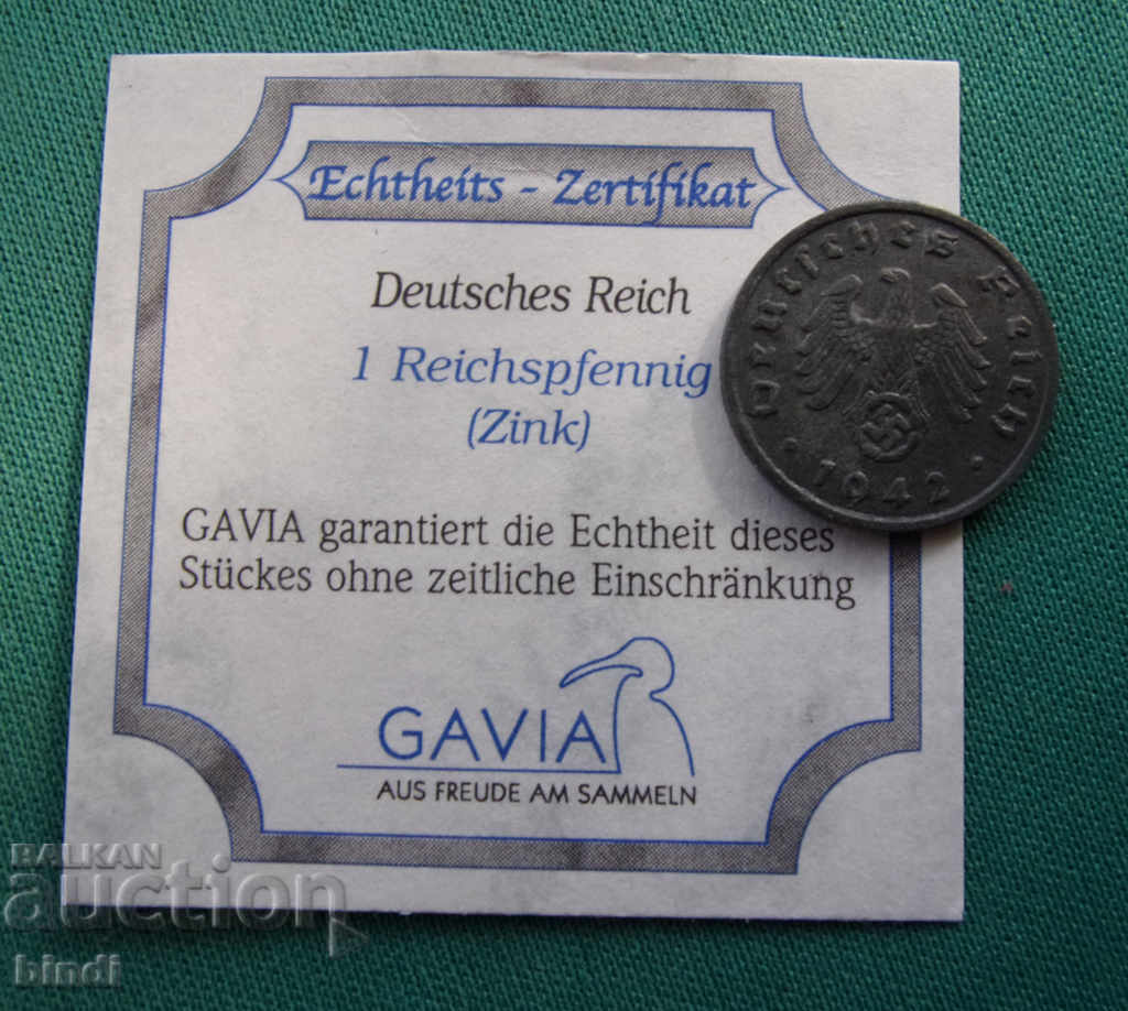 Germania III Reich 1 Pfennig 1942 O monedă rară cu preț € 1.61 | 3.15 BGN