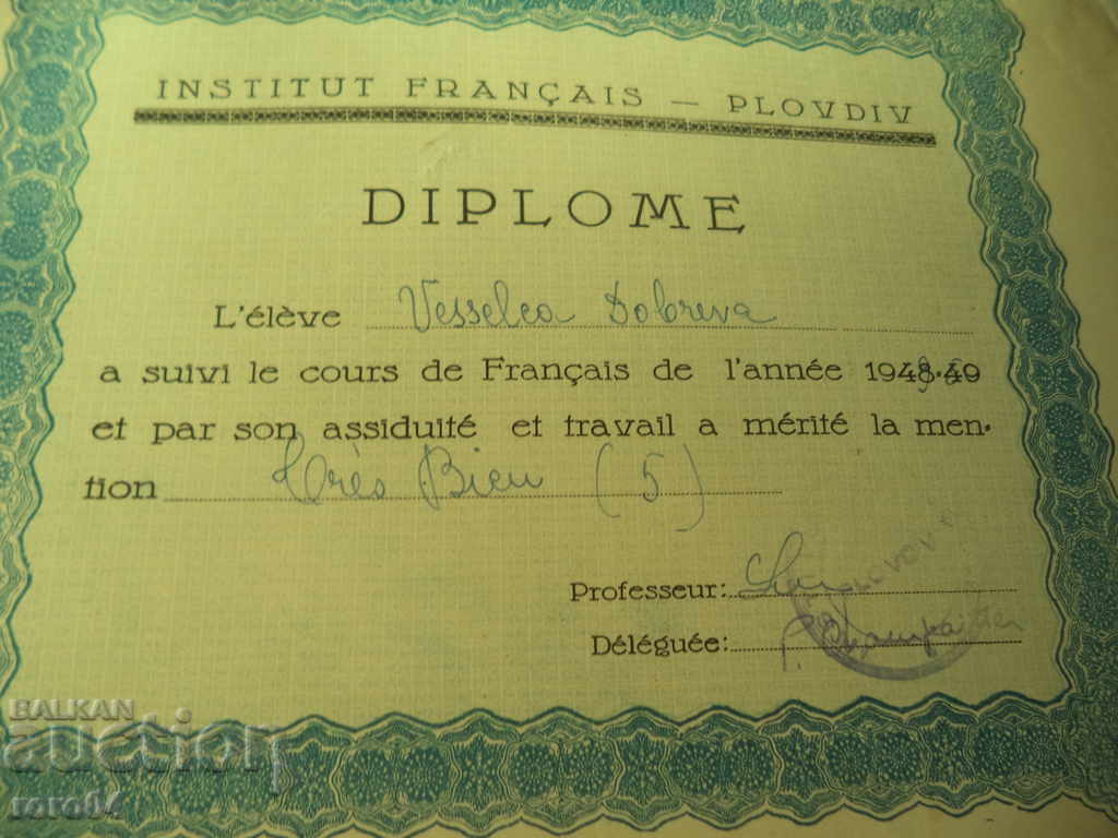 DIPLOMA - DIPLOME INSTITUT FRANCAIS - PLOVDIV - 6