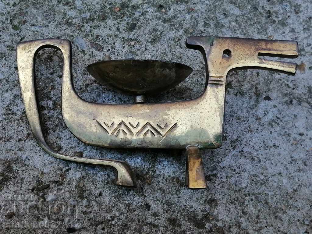 Old brass candlestick with figure with price 62.00 BGN | € 31.70