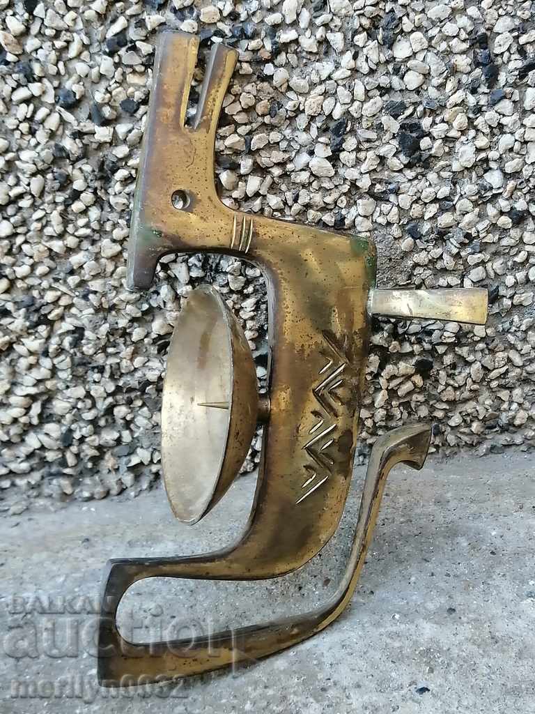 Old brass candlestick with figure - 6