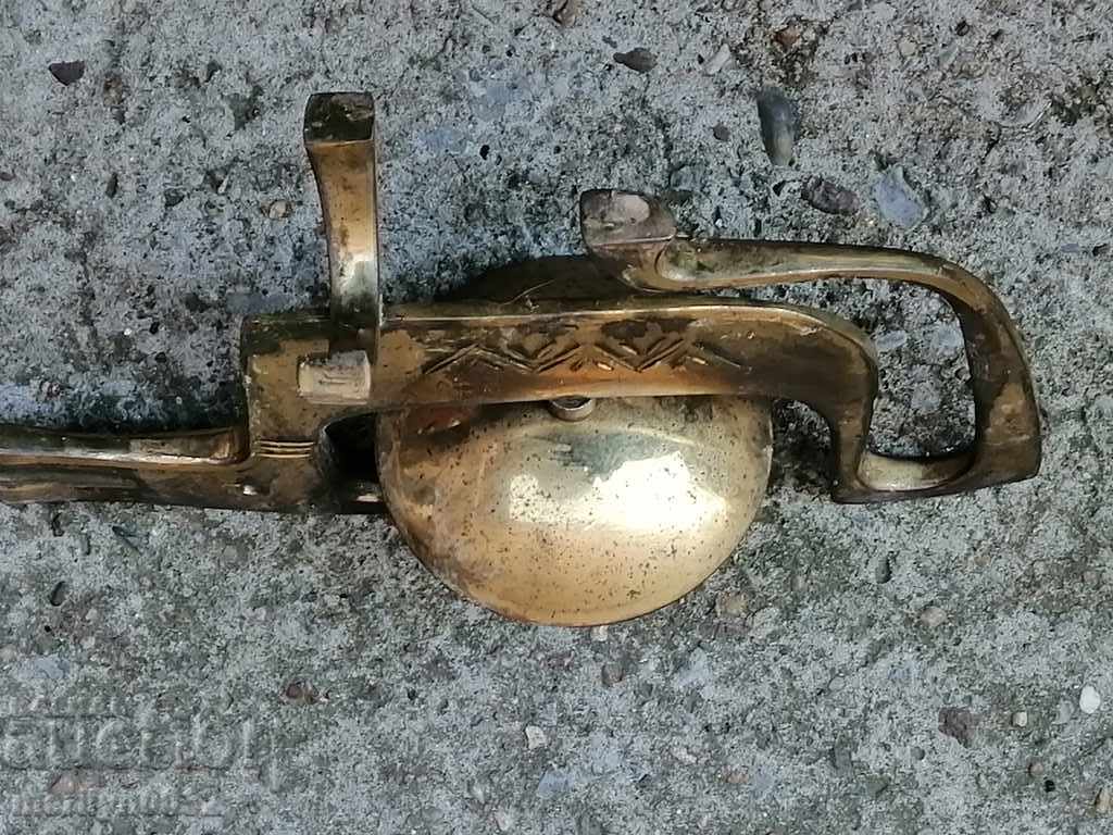 Old brass candlestick with figure - 7