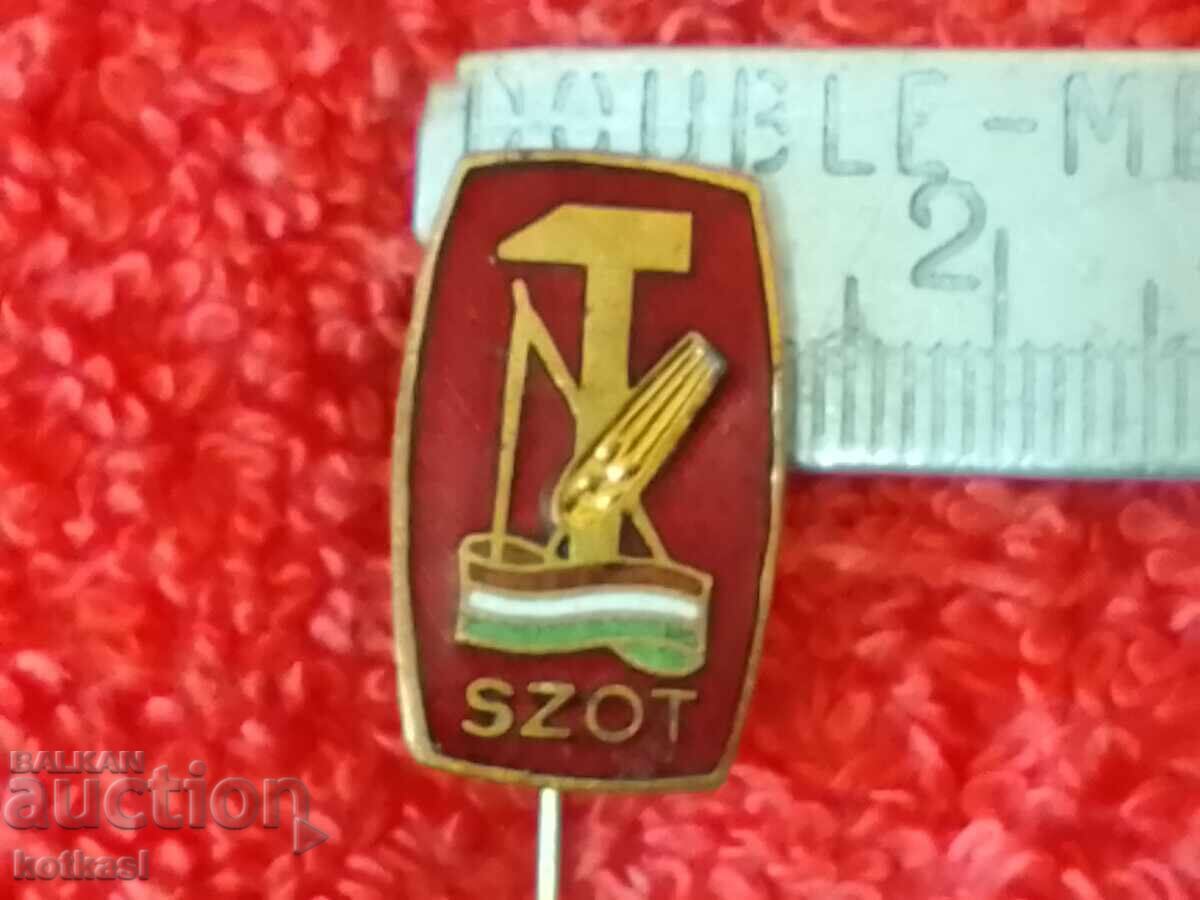 Old badge sign bronze pin enamel Hungary SZOT excellent Old badge sign bronze pin enamel Hungary SZOT excellent