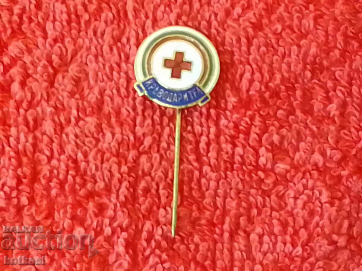 Auction  Old badge bronze pin enamel BCHK BLOOD DONOR excellent