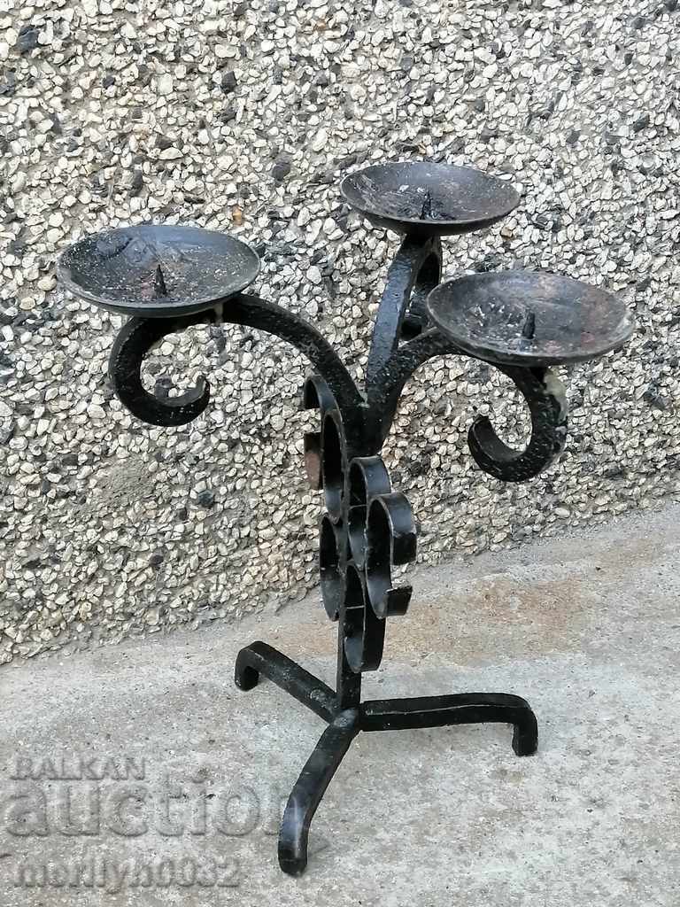 Old wrought iron candlestick with price 48.00 BGN | € 24.54 Old wrought iron candlestick with price 48.00 BGN | € 24.54