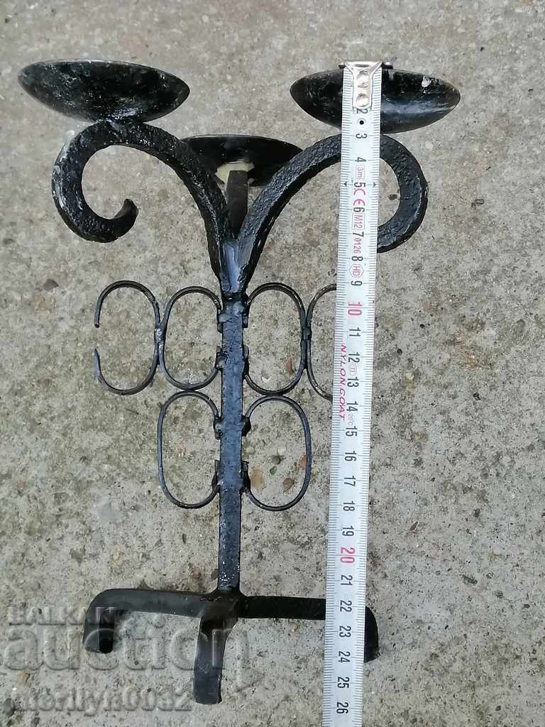 Auction Old wrought iron candlestick Auction Old wrought iron candlestick